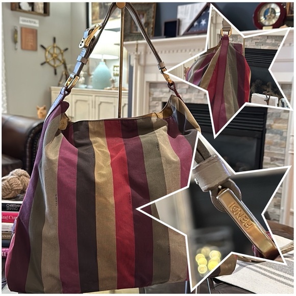 Authentic RARE Fendi Rainbow Pequin Large Hobo in BEAUTIFUL Vintage Condition! - Picture 4 of 16